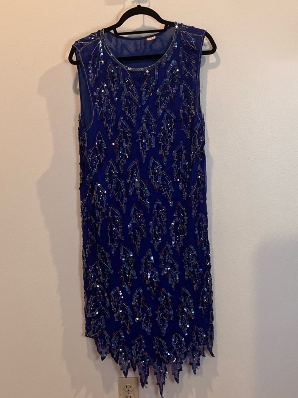 Blue Silk Beaded Flapper Cocktail Dress
